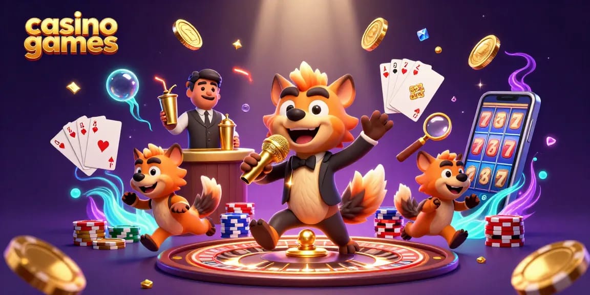Engage with vibrant casino games as hyenas run a comedy club featuring rich visuals and dynamic elements.