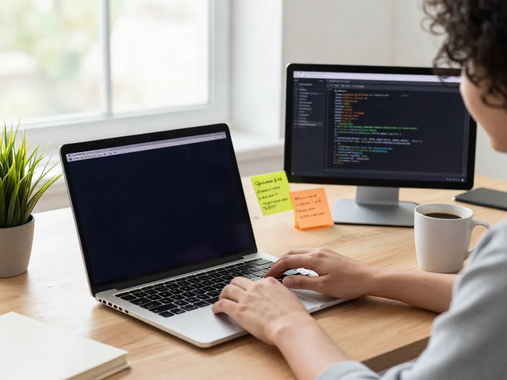GBWhatsApp APK download process on a modern workspace with laptops and productivity elements at https://gbapps.net/gbwhatsapp-apk-dl/.