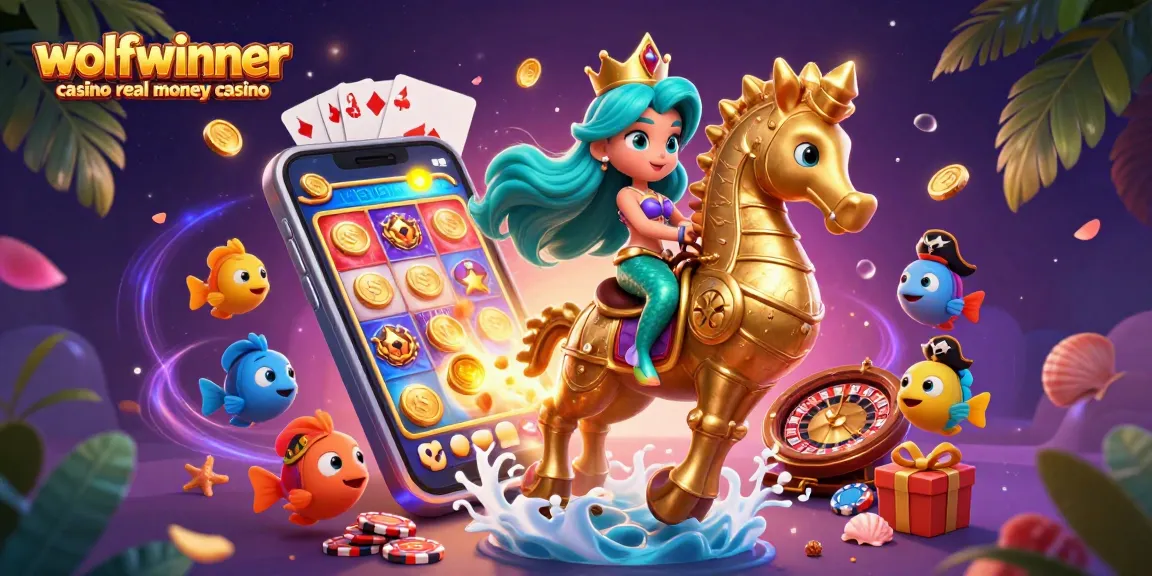 Engage in thrilling gameplay with wolfwinner casino real money casino, featuring a mermaid princess and gaming elements.